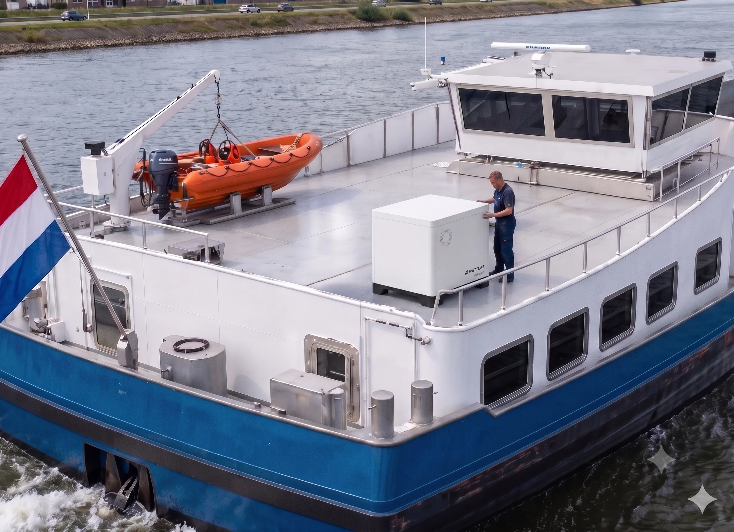 WEstack battery unit installed on the deck of an inland vessel